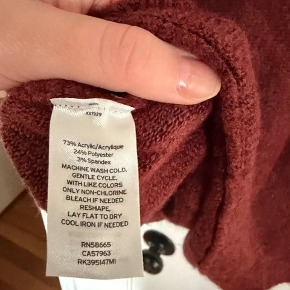 Melrose & Market Forward Seam Dolman Sweater Cropped Bergundy - Picture 4 of 5